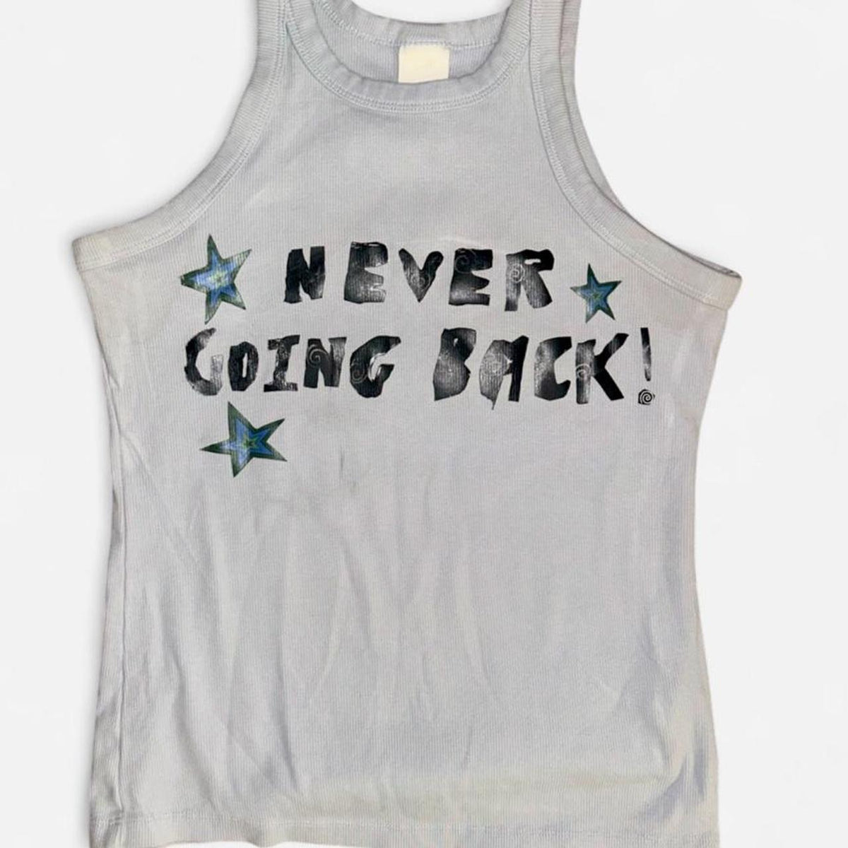 light blue h&m UPCYCLED Phoebe bridgers inspired graphic tank top