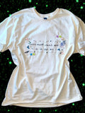 white phoebe bridgers inspired whimsical graphic tee | butterfly flower stars shirt
