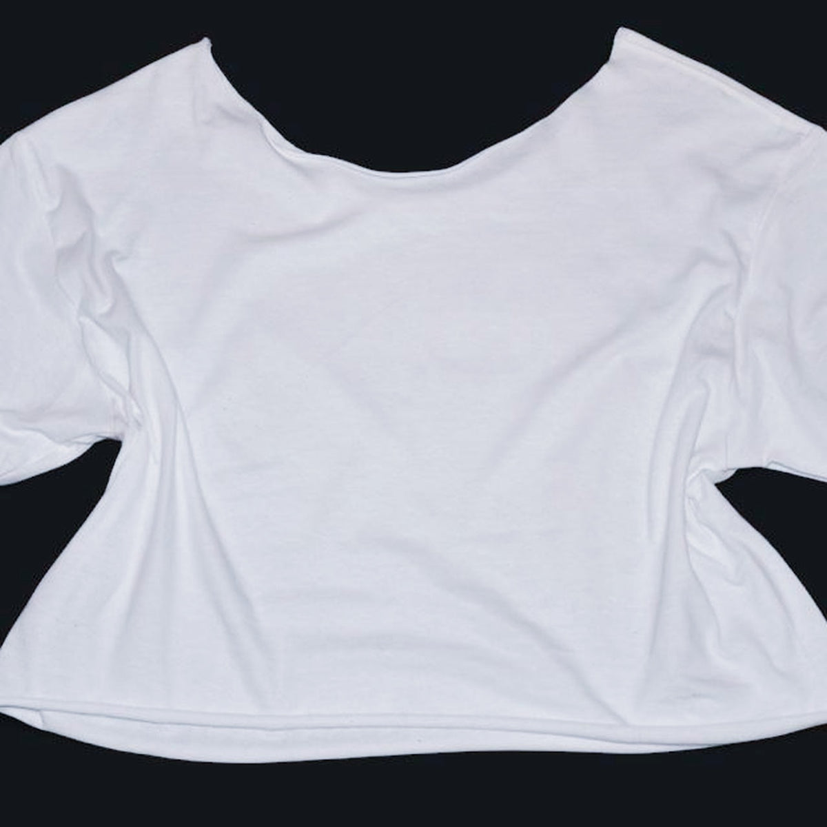 white off the shoulder phoebe bridgers inspired graphic tee | hand sewed black fabric stars