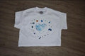 Frutiger Aero Rhinestone Blue Heart Cropped White Graphic Tee